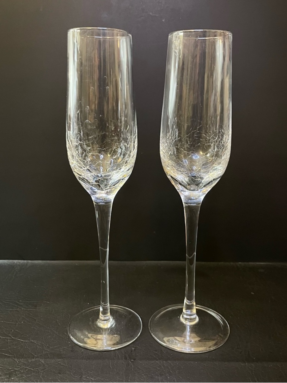Pier 1 Clear Crackle Champagne Flute Set of 2
